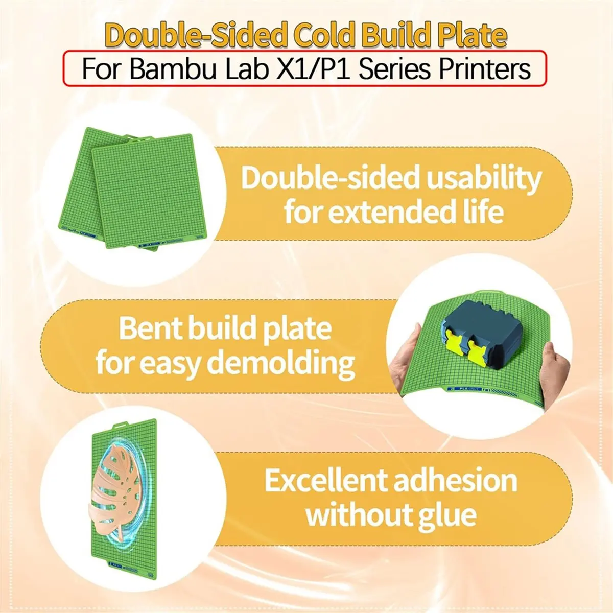 NEW FACTORY~2PCS for PLA Plate Build Plate Cool Plate P1P X1C A1 P1S Cold Plate Dual Sided Adhesion Bamboo Heat Bed