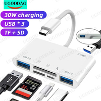 Type C Adapter TF SD Memory Card Reader 6 in 1 USB C Card Adapter For Macbook Huawei Samsung Xiaomi OTG Writer Compact Flash