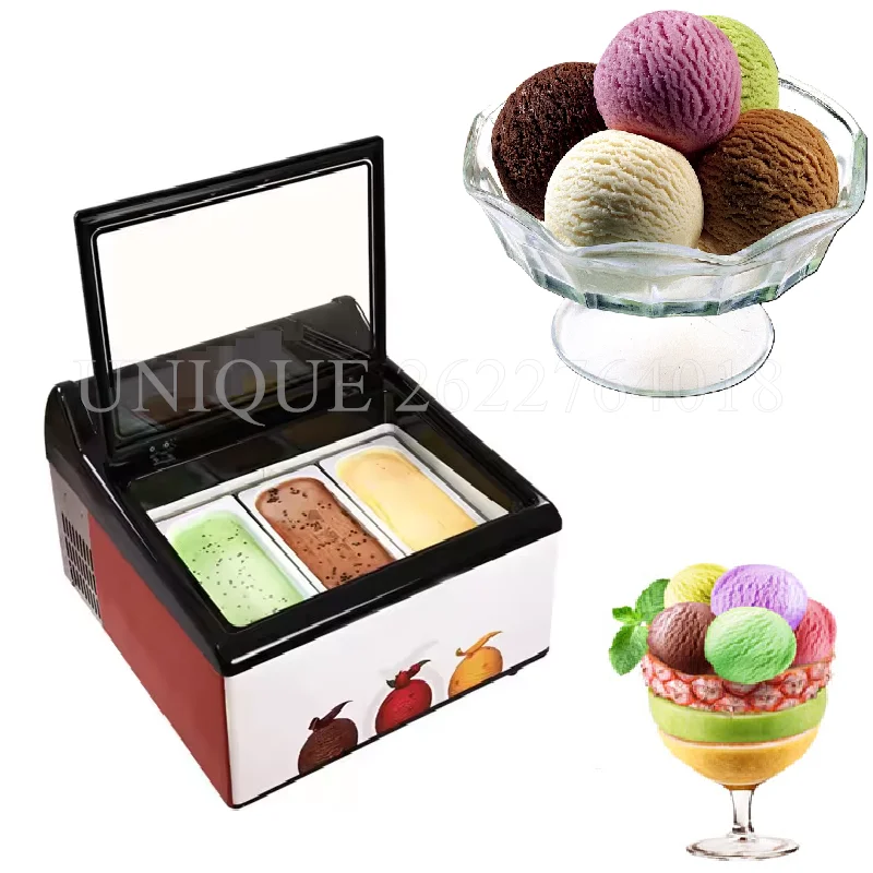 

110/220V Desktop Refrigerator Ice Cream Commercial Freezer Frozen Dessert Display Refrigerator Ice Counter Cabinet