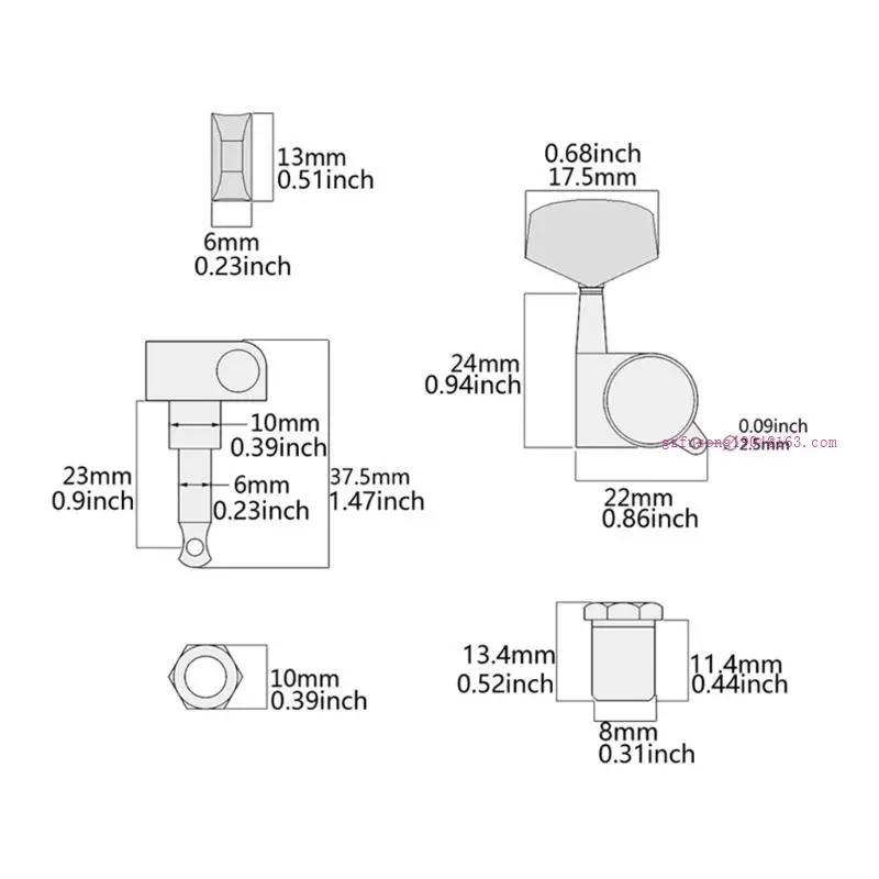6pcs 기타 튜닝 페그 전기 음향 기타 D5QD 용 밀봉 기계 헤드 튜너