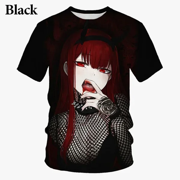 New Funny Casual Round Neck Short Sleeve Fashion Anime Sexy Girl Zero Two 3D Printed Men's Comic T-shirt Unisex Harajuku Tops