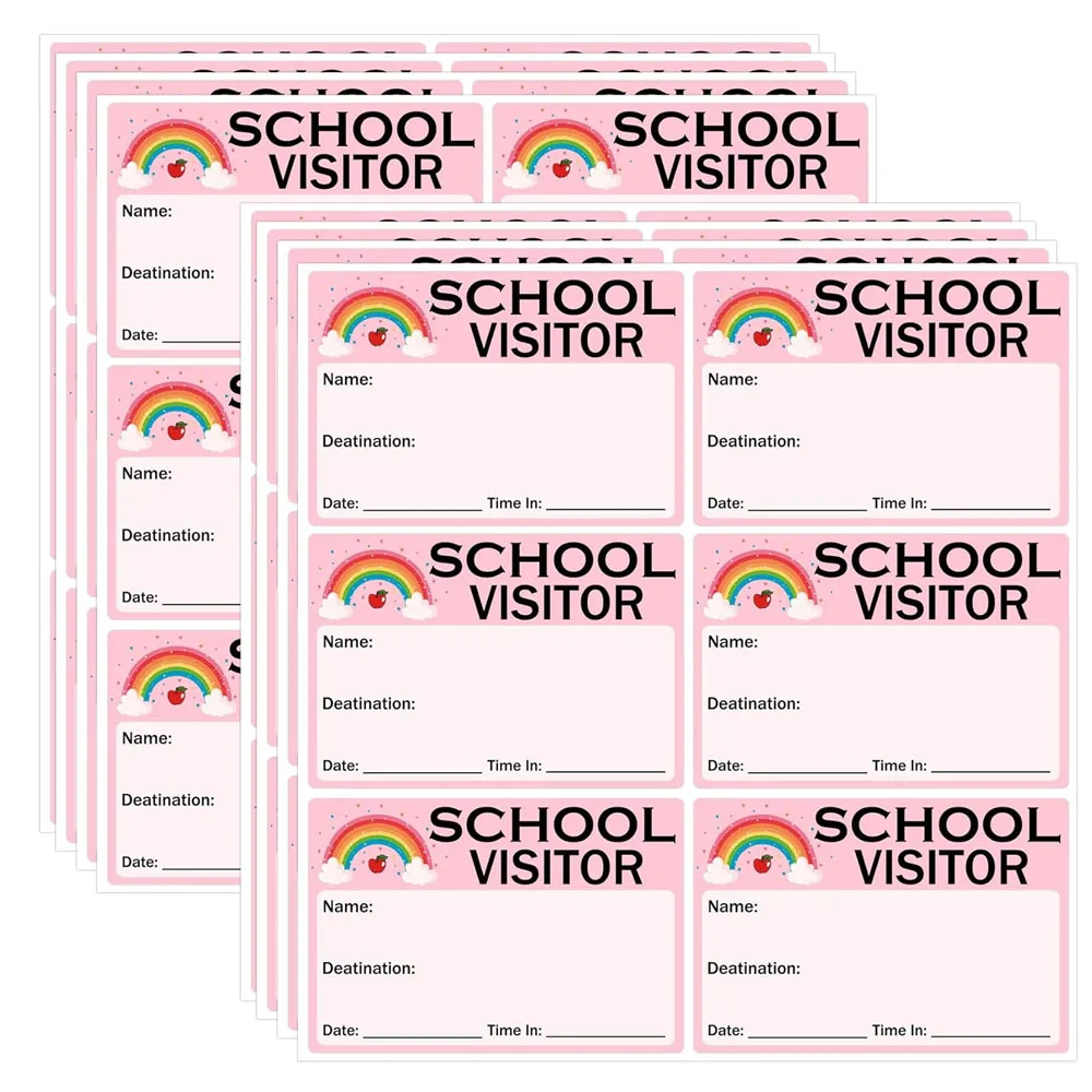 3.5x2.5inch School Visitor Pass Sticker Visitor Name Tag Badge Labels Pink Colors Visitor Identification Labels 80PCS Pink