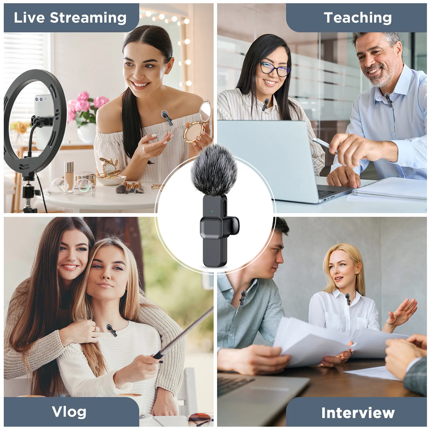 K10 ميكروفون لاسلكي Lavalier ، محمول ، صوت ، فيديو ، تسجيل ، صغير ، مباشر ، مقابلة ، ألعاب ، iPhone ، ميكروفون من النوع C ، جديد