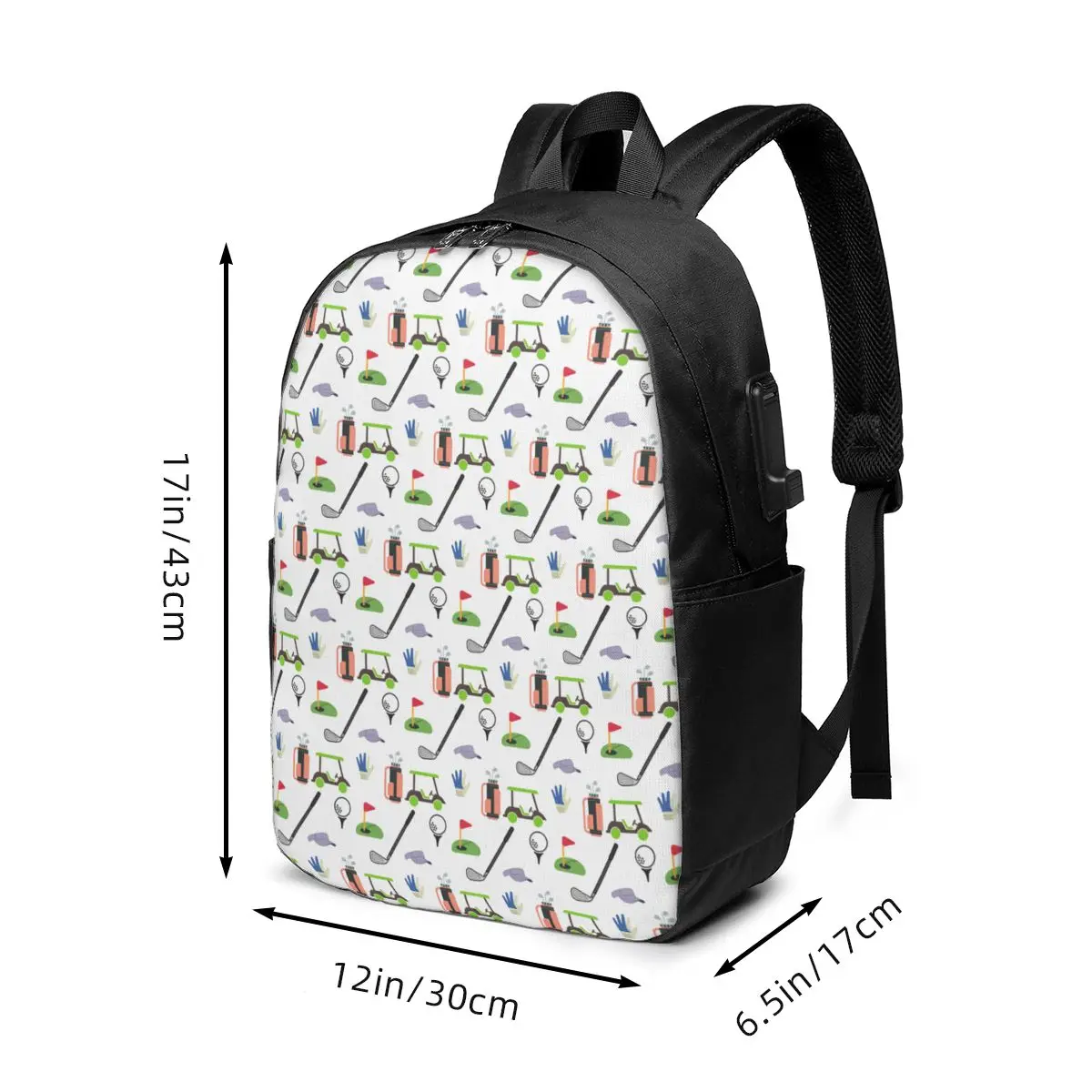 Golf Theme Backpack Travel Notebook Bag Computer College Student School Bag Laptop Shoulder Bags for Men Women