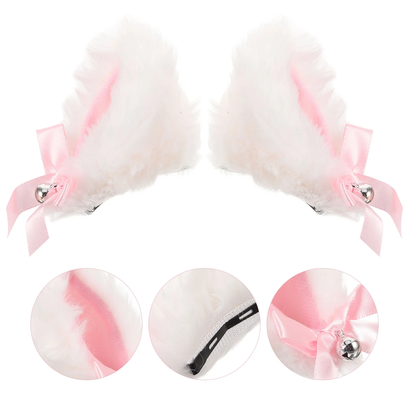 Cat Ears Hairpin Accessory with Bell Lovely Headdress Metal Cosplay Clip Soft Imitation Rabbit Fur Barrettes