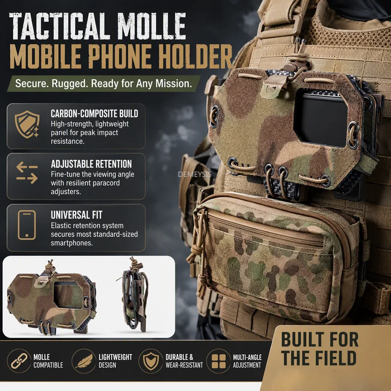 Tactical Vest Mobile Phone Holder MOLLE Mounted Folding Outdoor Hunting Chest Rig Navigation Board Device Holder for Airsoft