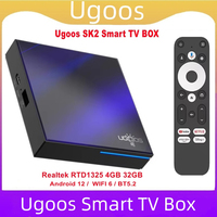 2025 Ugoos SK2 Smart TV Box Android 12 ARM Cortex-A55 4GB 32GB Wifi6 BT5.2 100M Set Top Box Dolby Widevine L1 DTS AV1 Support