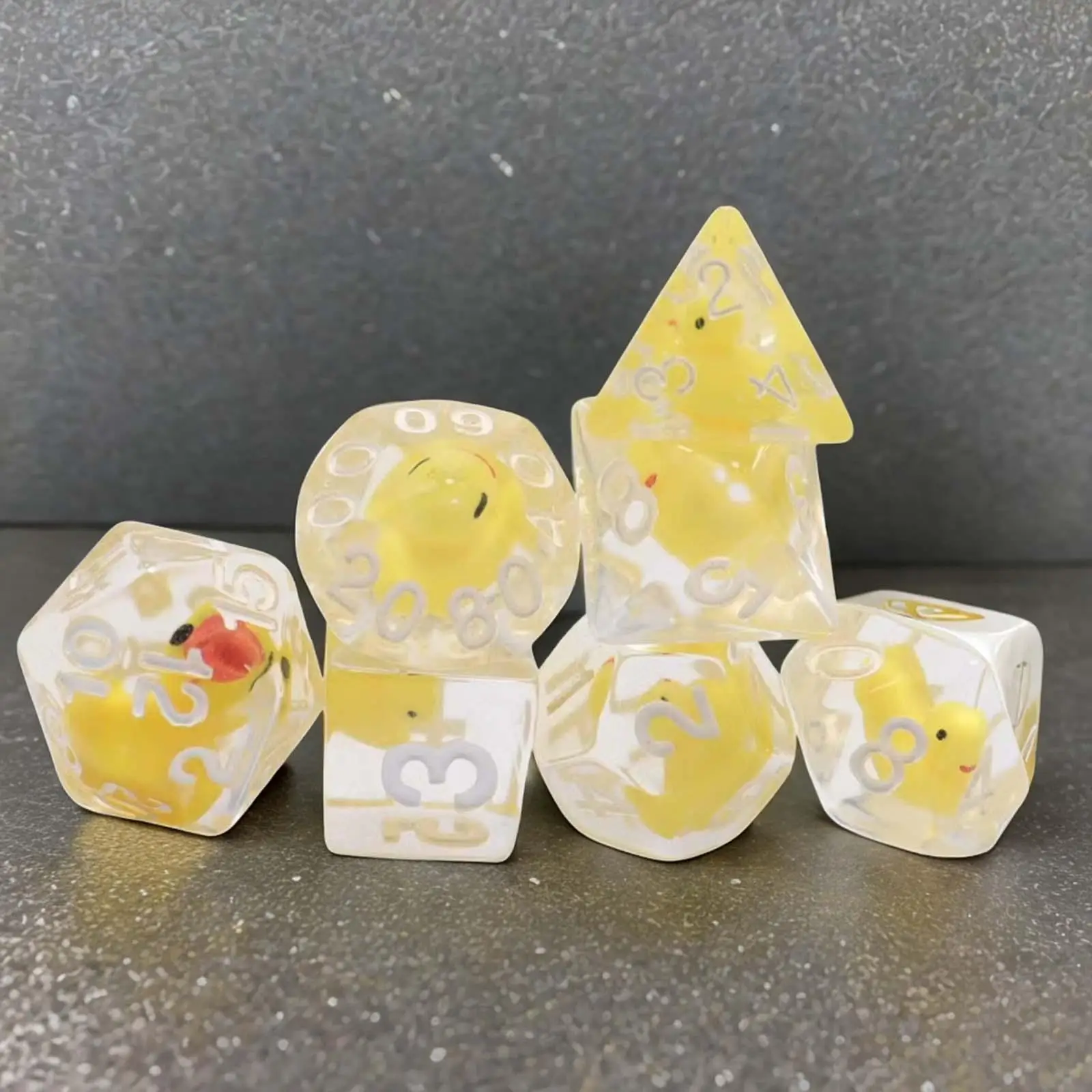 7x Multi Sided Dices Party Game Dices Filled with Ducks D4-d20 Party Supplies