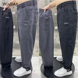 Fashion Streetwear Men Jeans Loose Fit Vintage Harem Pants Multi Pockets Denim Cargo Pants Slack Bottom Hip Hop Jogger Jeans Men