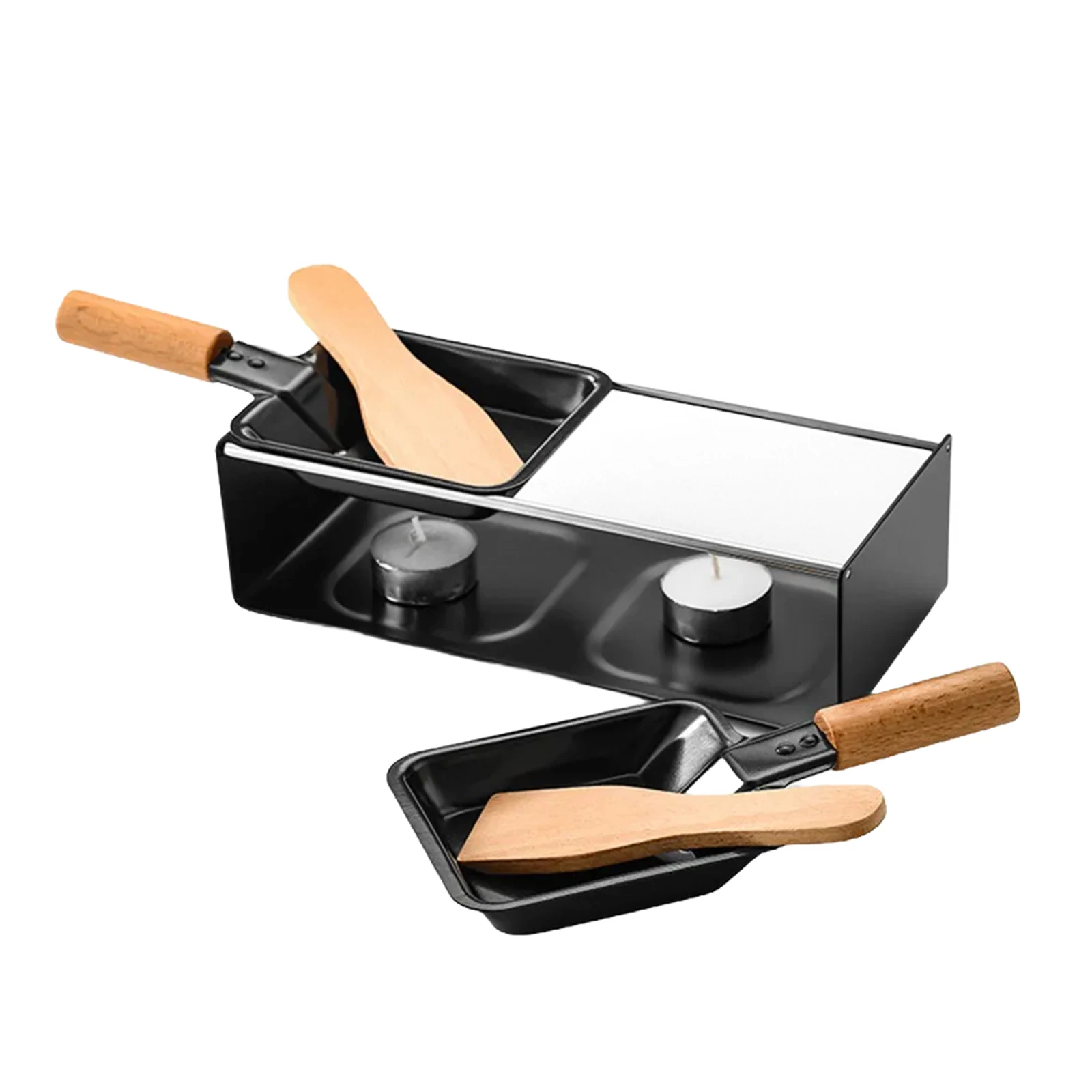 Stainless Steel BBQ Board and Nonstick Grill Cheese Raclette Set with Baked Pan Tray for Effortless Cheese Melting Experience