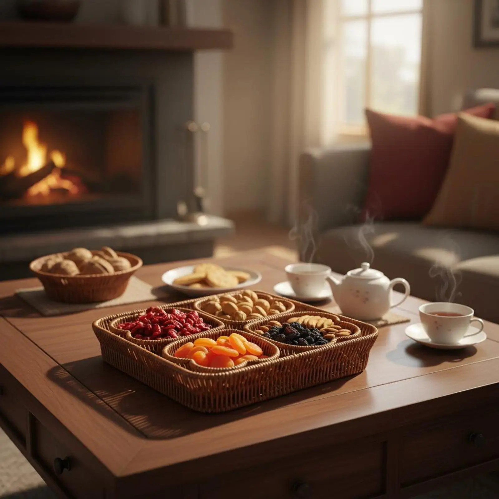 4 Compartment Snack Serving Platter Multi-Section Design for Living Room, Party