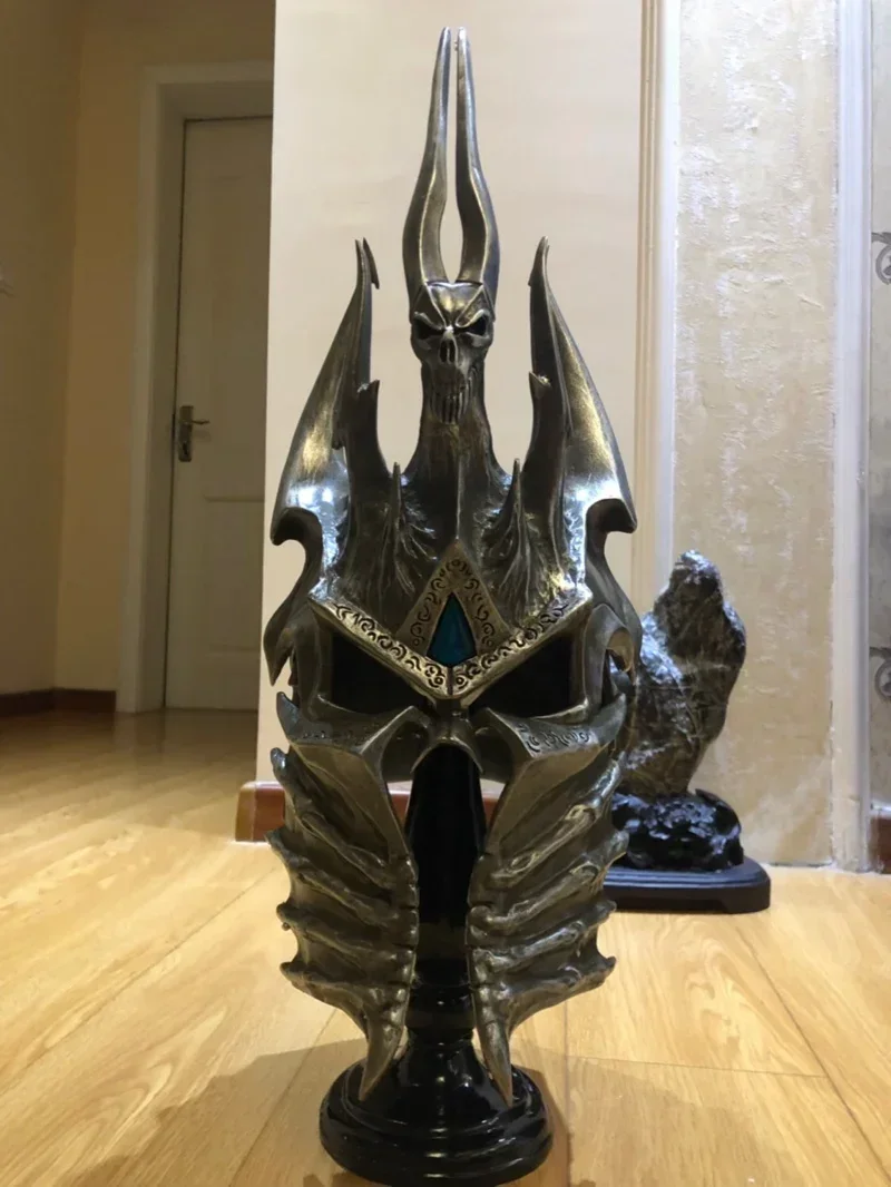 مقياس 1:1 لعبة خوذة WOW Lich King من الراتنج مع حامل لهواة جامعي المتحمسين هدية للحفلات التنكرية #6
