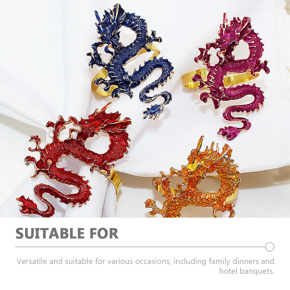 

2 Pcs Chinese Dragon Napkin Ring Holders Rings Napkins Wedding Zodiac Christmas