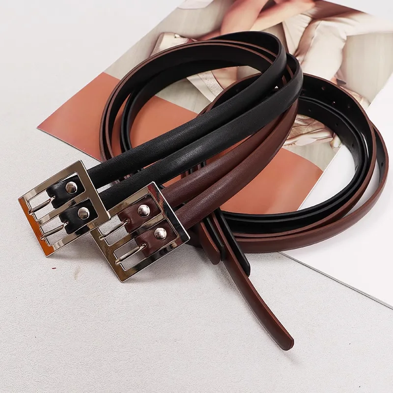 Cinturones de cuero góticos para mujer, cinturón vaquero Punk de diseñador de nicho, cinturón negro con personalidad Unisex para mujer