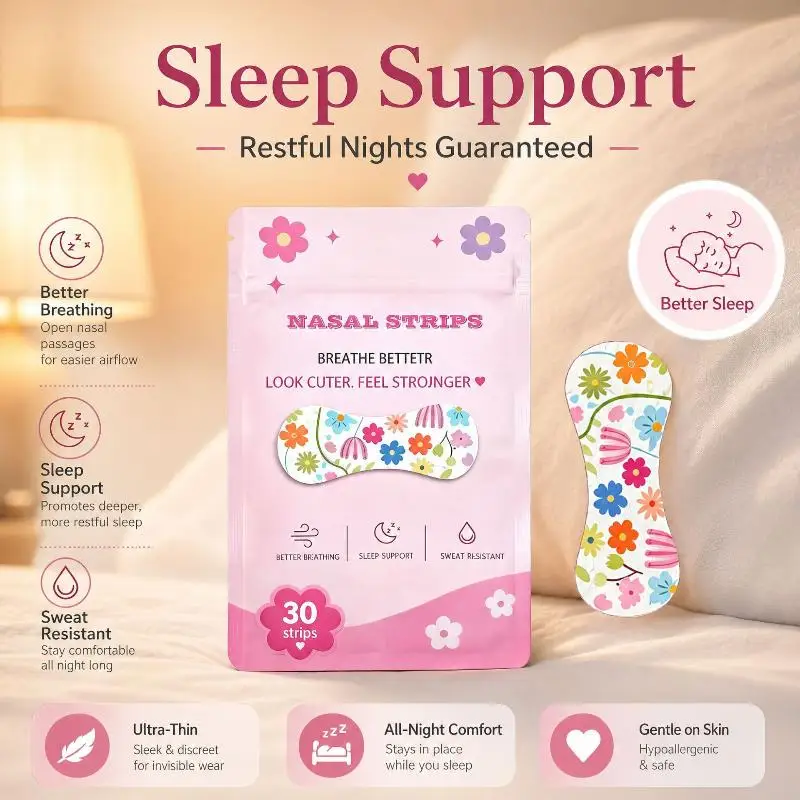 30Pcs Expansion Improve Sleeping Health Breath Nasal Strips Anti Snoring Nose Strips For Breathing Nose Patches
