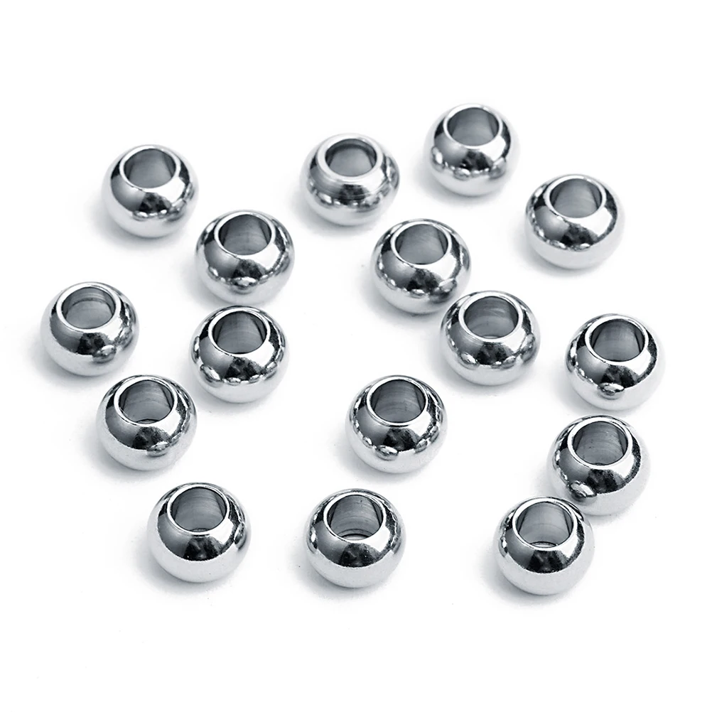 

50Pcs Stainless Steel Beads Round Hole Corrosion Protection Ideal for DIY Jewelry Necklace Bracelet Accessories