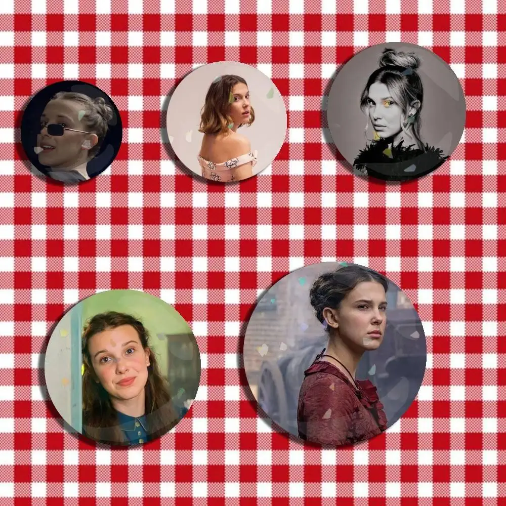 

11 M-Millie Bobby Brown MBB Eleven Laser Badge Creative Pins Brooch for Bag Clothes Hat Decor Gifts Fans Collect