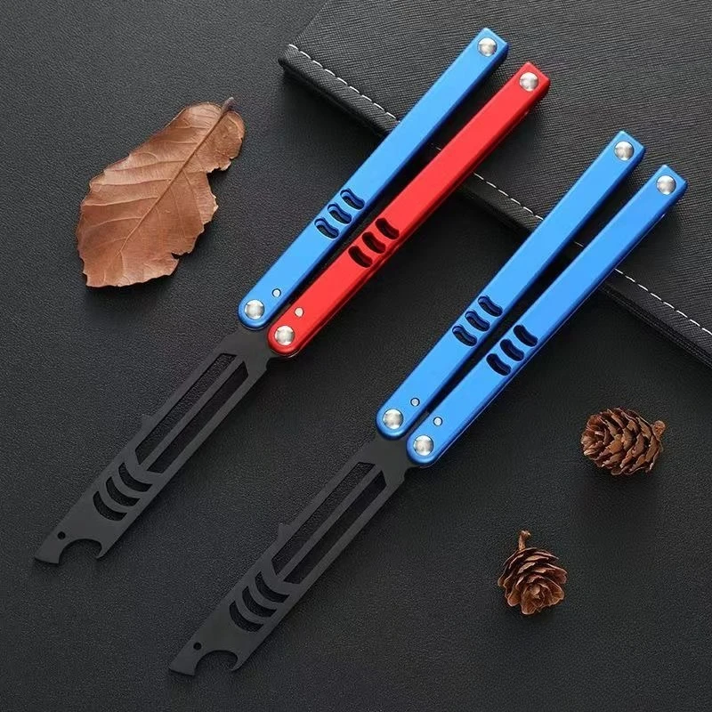 Foldable Butterfly Knife CSGO Blunt Balisong Shark Design Balisong Pocket Trainer Knife Training Tool(Not Sharpened)