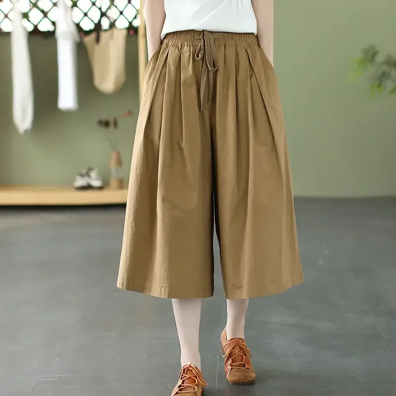 Short Pants Woman Cotton Culotte Shorts for Women Wide Skirt Comfy Outfits Flowy Harajuku Fashion To Wear Summer Wholesale Jorts