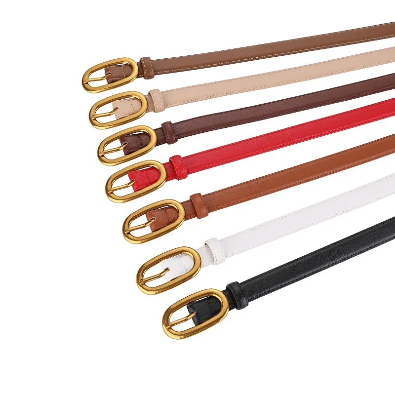 

Новый коровьей ремень с игольной пряжкой, женские модные универсальные декоративные джинсы с кожаным тонким ремнем