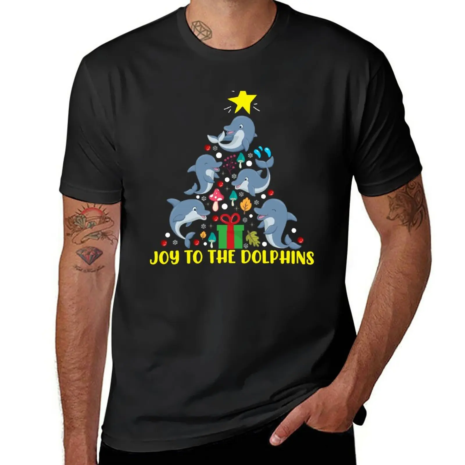 

Joy To The Dolphins Christmas Tree T-Shirt new edition t shirt custom t shirt plus size tops men clothing