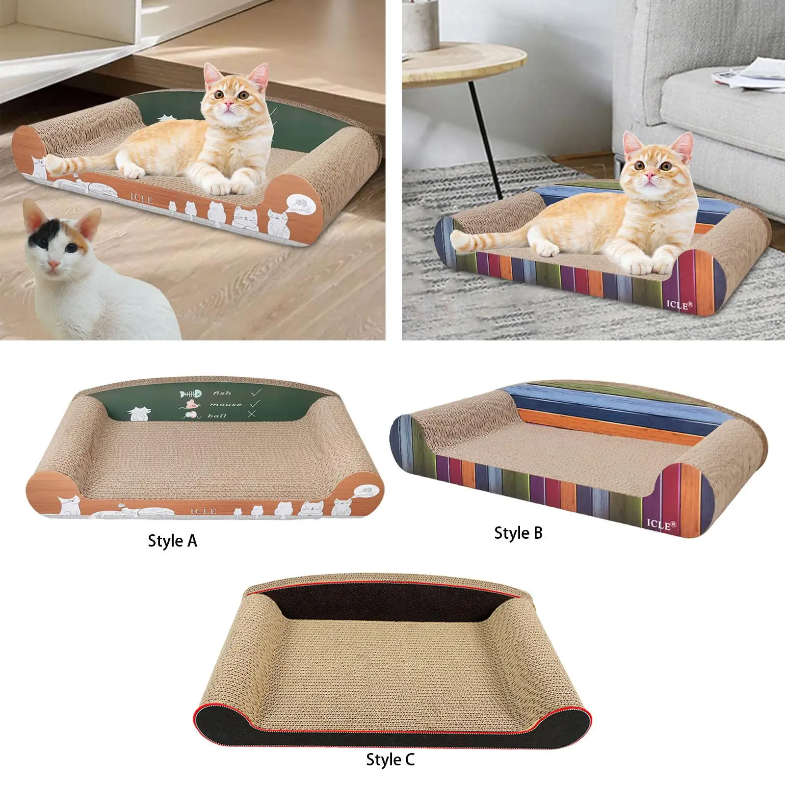 Cat Scratcher Couch Kitty Training Versatile Sturdy Cat Nest Cat Scratching Board Vintage Pets Lounge for Home Decoration