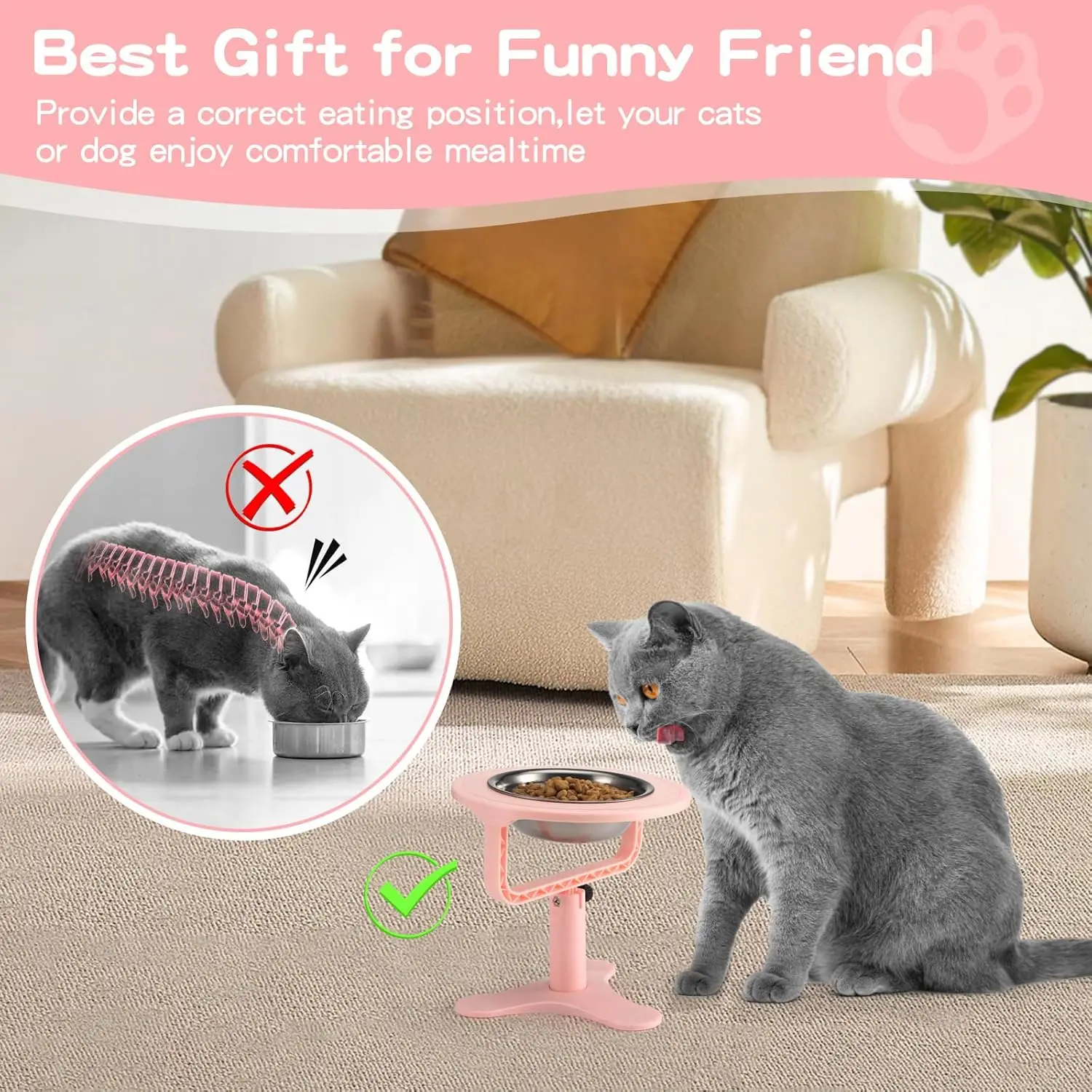 Elevated Dog Bowls Holder Dog Food Container Cat Litter Box Adjustable Height Pet Food Bowl Stand Feeder Table Puppy Accessories