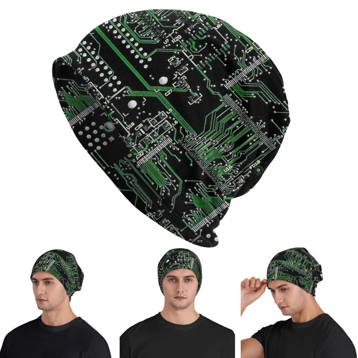 

Circuit Board Green Skullies Beanies Hats Warm Autumn Winter Outdoor Cap Knitted Bonnet Caps for Unisex Adult