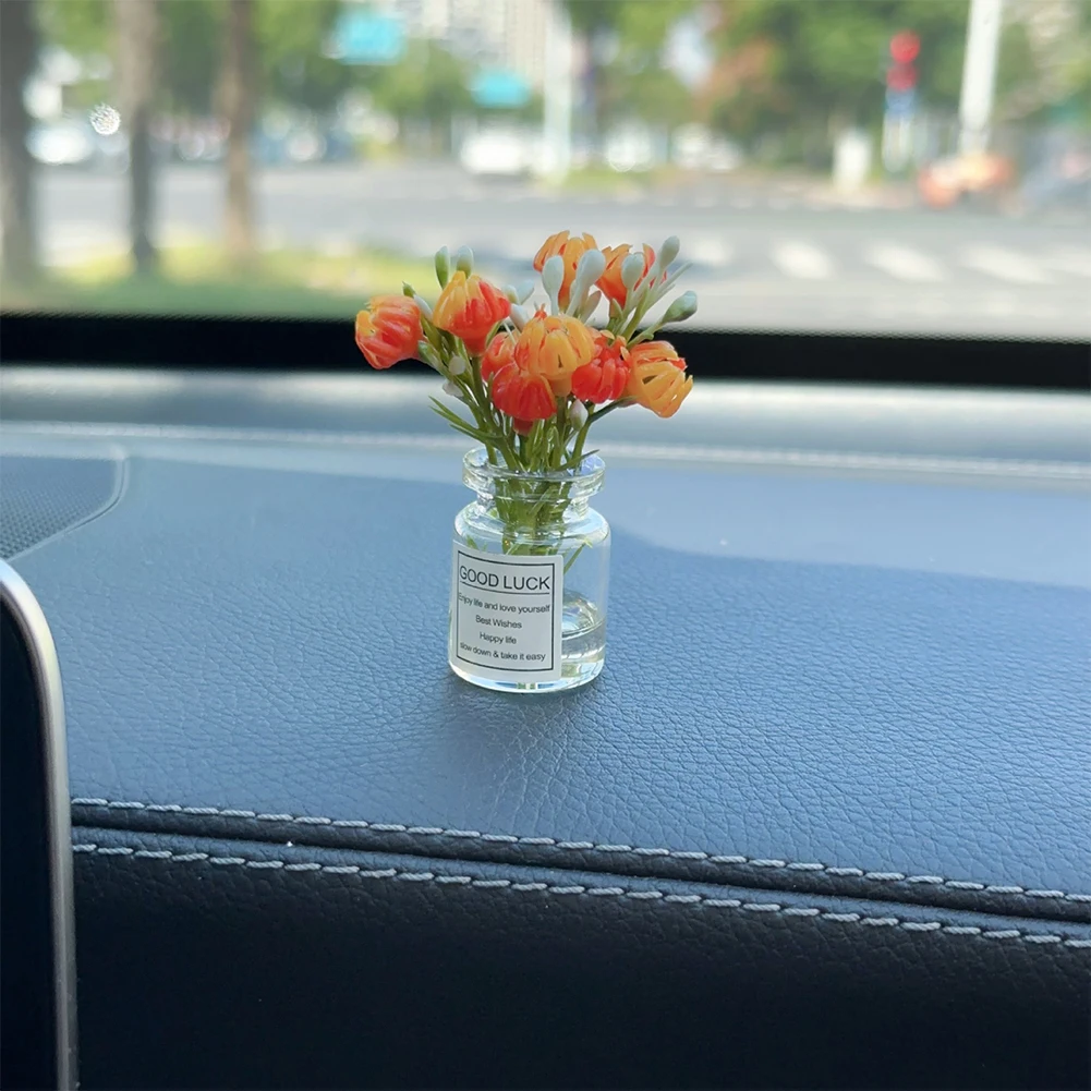 2025, Mini-Auto-Dekoration, Ornamente, Babysbreath, Jasminvase, Glasvase, Mikro-Landschaft, Kaninchen, Auto-Innendekoration, Konsole – Detail 7