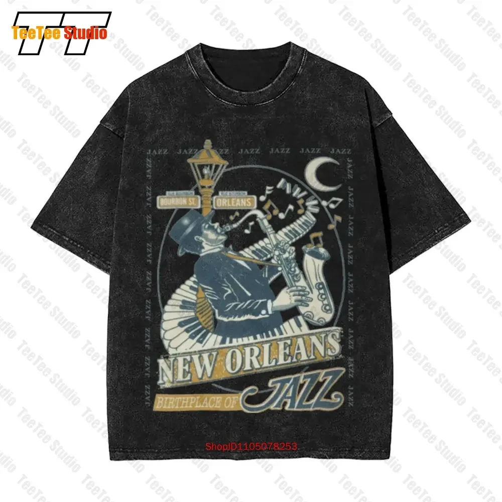 New Orleans Nola Birthplace Of Jazz Sax Player Notes Short Sleeve Tee Oversized T-Shirt 0YMM
