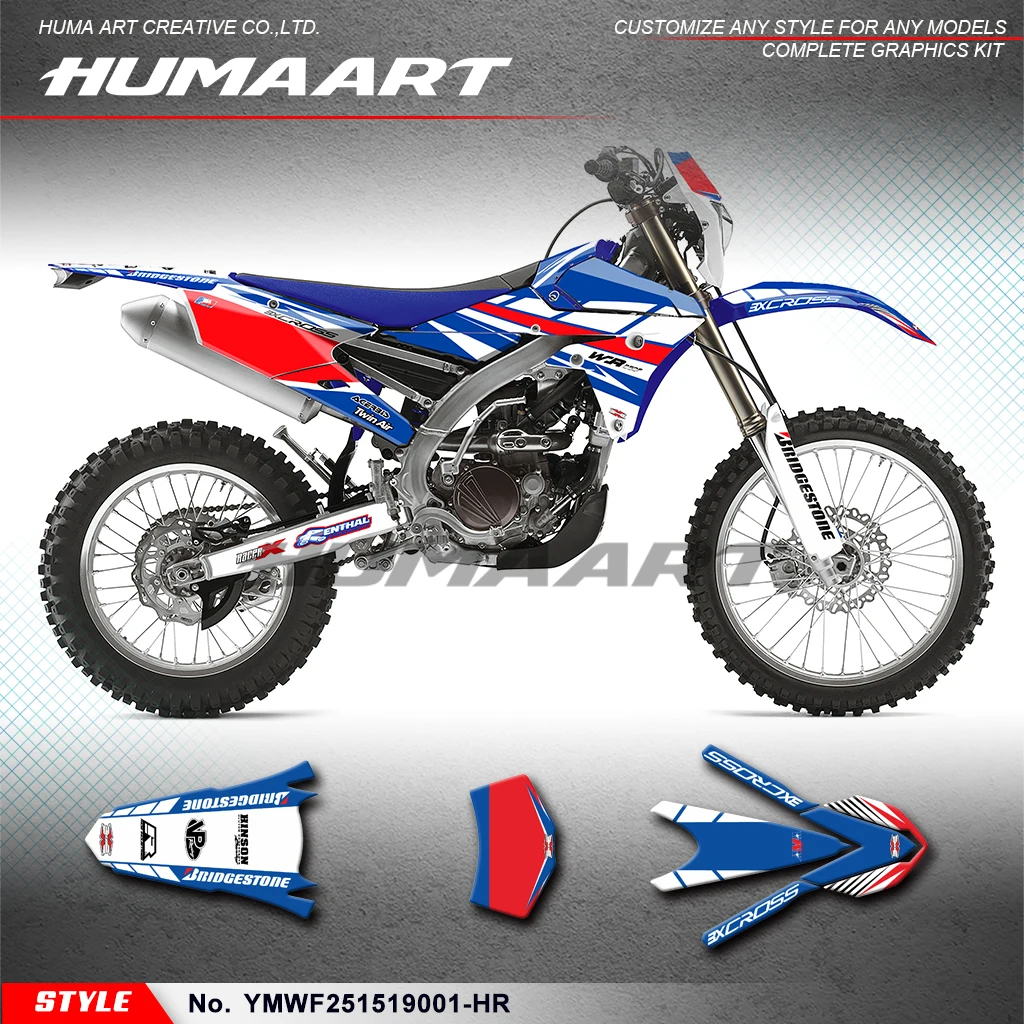 

HUMAART Graphics Kit Adhesive Sticker for Yamaha WR250F 2015 2016 2017 2018 2019, YMWF251519001-HR