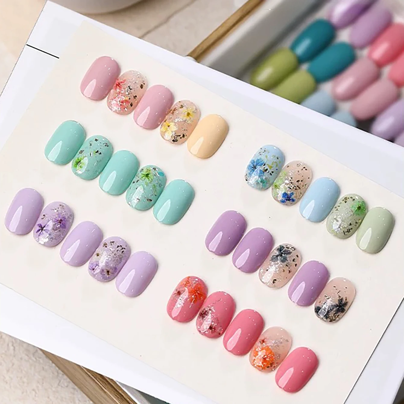 1-24pcs WS Summer Autumn Dopamine Macaron Cream Candy Holiday Style Vacation Small Set Girl Style Whitening Gel Nail Polish