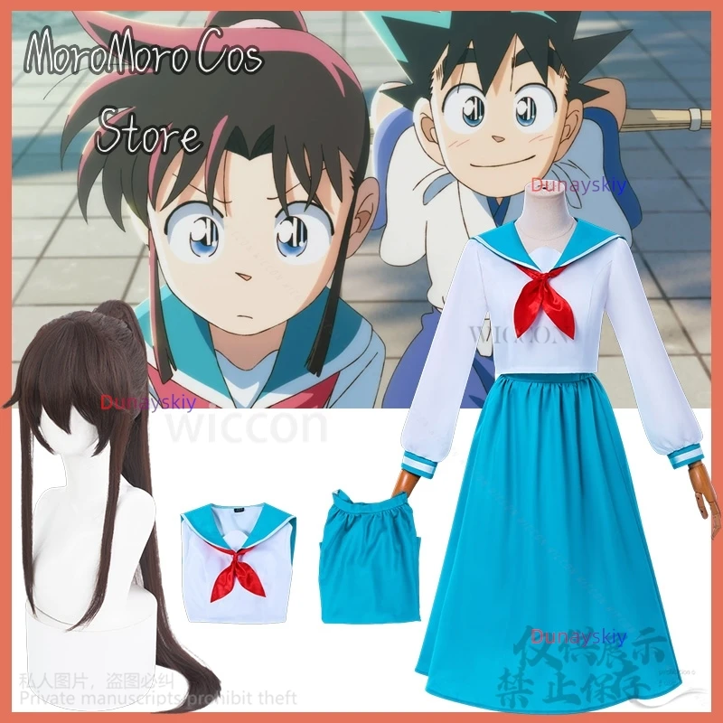 

Minesayaka 코스프레 Anime Kenyuu Densetsu Yaiba Costume Apanese School Girls Uniform Sailor Navy Blue Pleated Skirt Customized