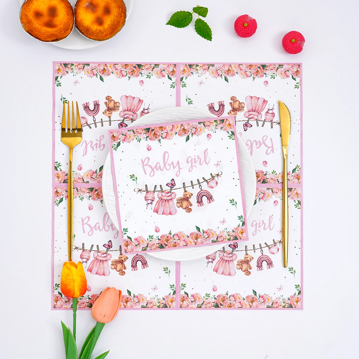 Pink Floral Baby Girl Disposab - Pattern Tissue Paper recension och pris
