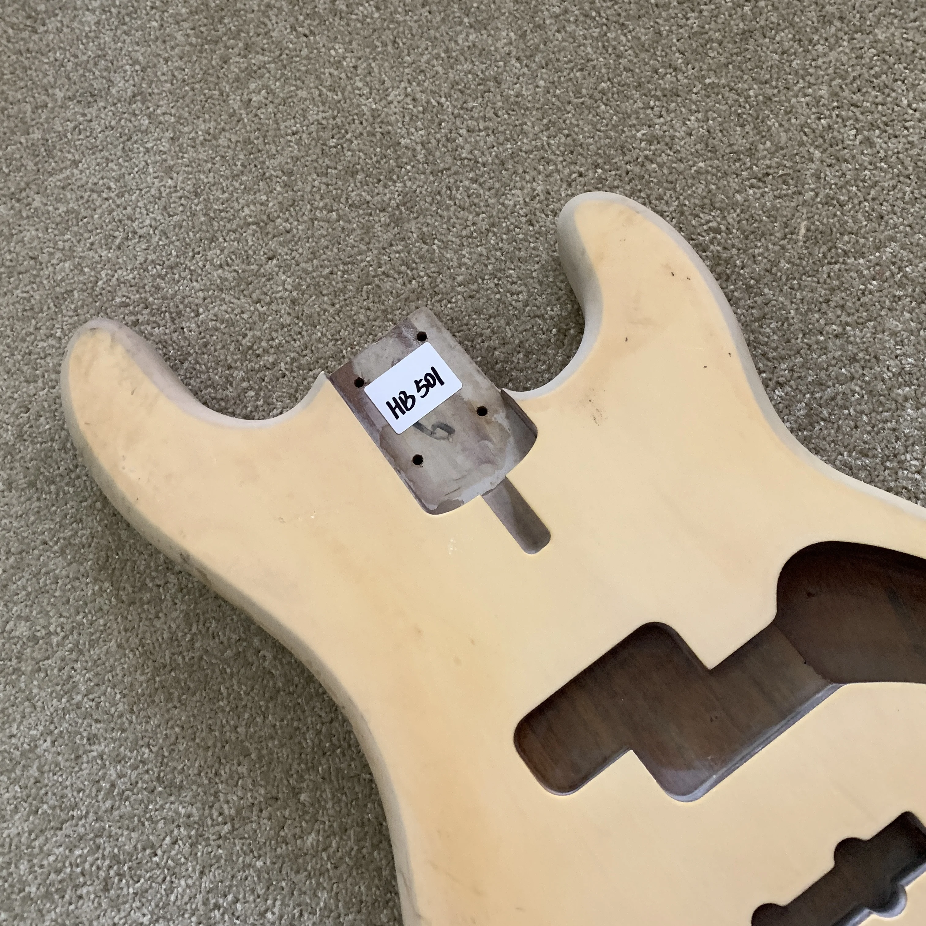 HB501 Unfinished Solid Redwood 4 Strings Electric BASS Body PJB Pickups DIY  for Replace Stock Item