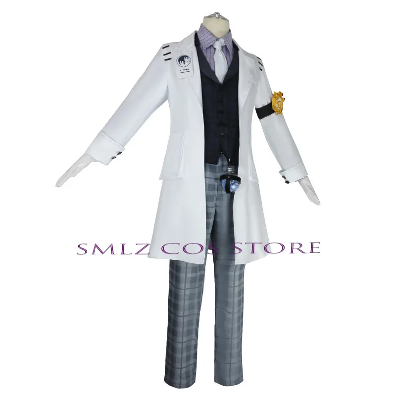 Anime Aesop Carl Cosplay Costumes Game Identity V Embalmer School Uniform White Trench Wig Suit Halloween Party Outfit for Men