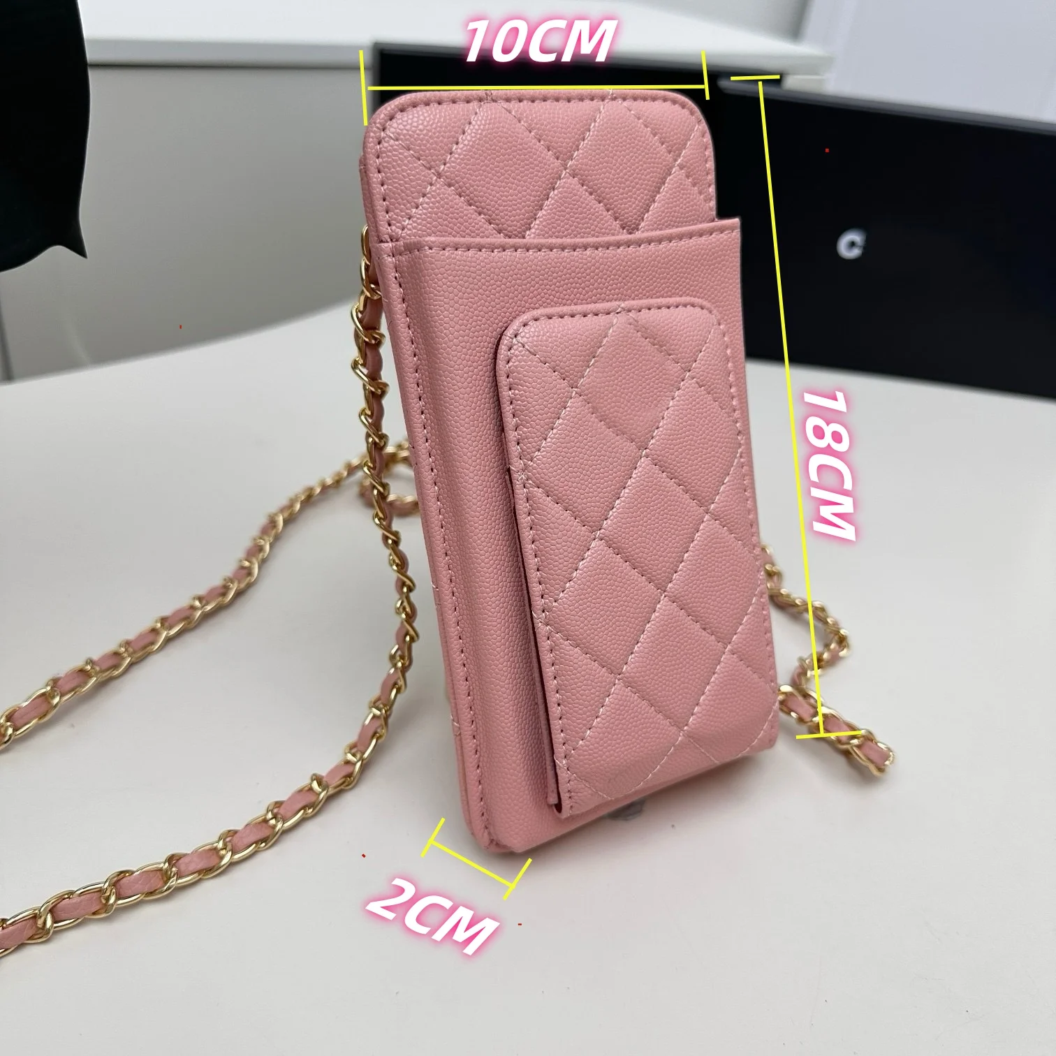 

Luxury Crossbody Shoulder CC Chain Bag Case for Phone Storage Makeup Quilted Vintage PU Leather designer Strap Phone Pouch Cover