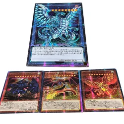 Homemade Yu-Gi-Oh! Card of God Blue-Eyes Chaos Max Dragon Anime Bronzing Game Collection Flash Card Cartoon Toys Christmas Gift