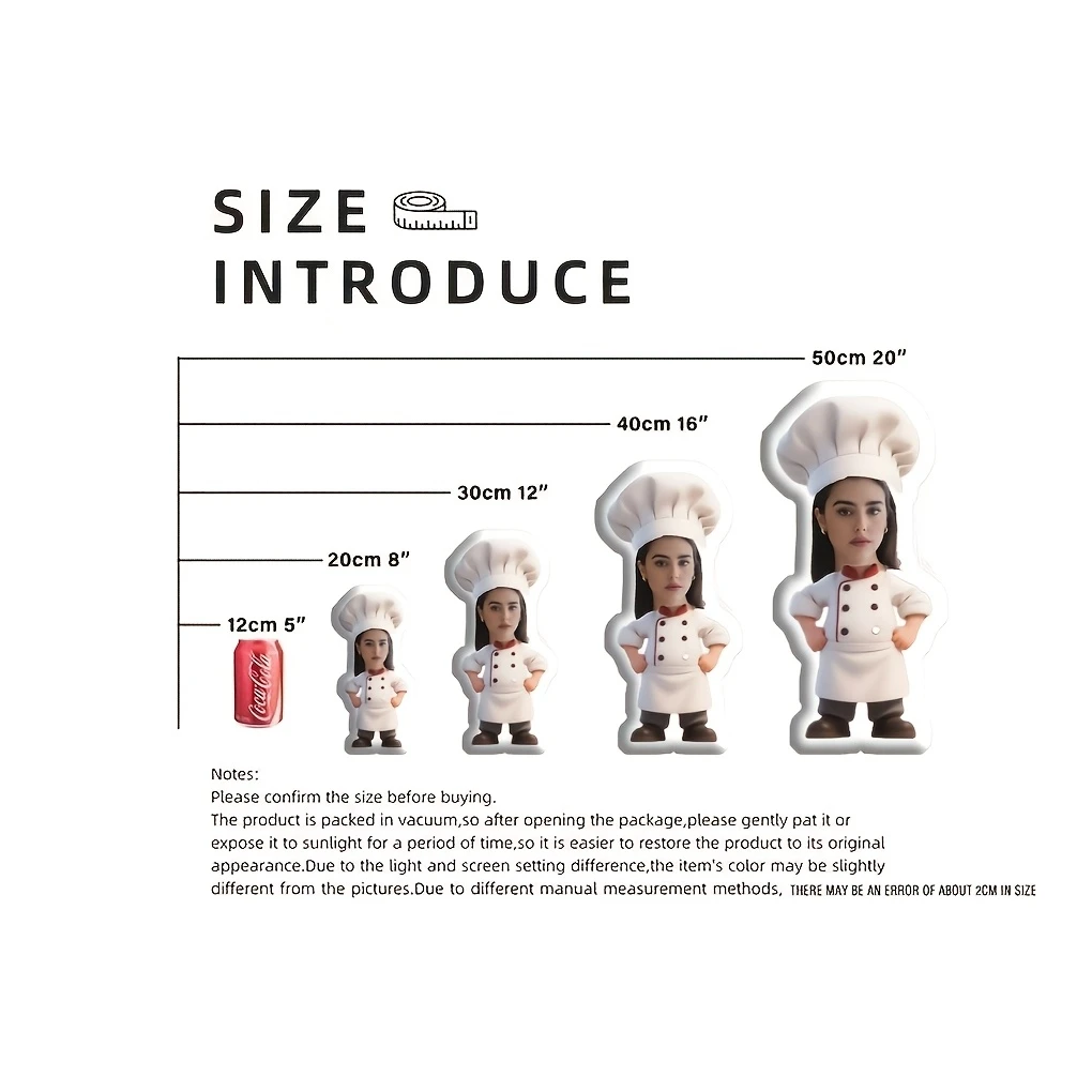 DIY Chef Template Personalized Custom Exclusive Pillow. Human Face, Animal. Various Patterns of Celebrity Photos, Double-Sided P