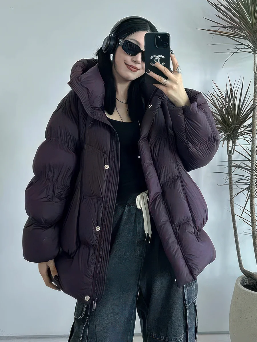 Cappotto invernale da donna Thiened White Du down Puffer Jaet con cappuccio caldo Sli Sweet Sle lunghezza regolare senza marca