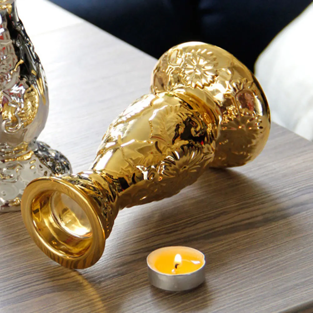 Supporto per pilastro in ceramica goffrata Stile europeo Modello oro argento Centrotavola da tavolo Supporto per matrimonio Casa Giardino