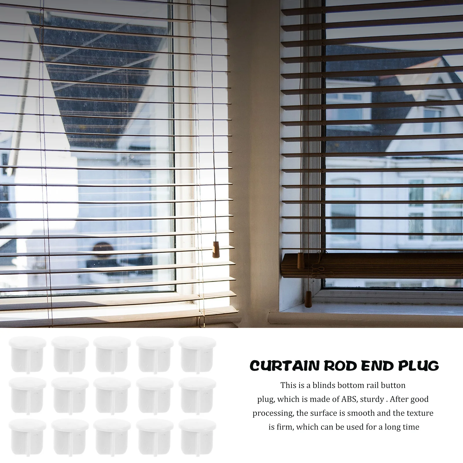 

50Pcs Roller Blinds Bottom Rail End Caps ABS Plastic Blind Bottom Rail Plugs Replacement Accessories Ladder Cord Button