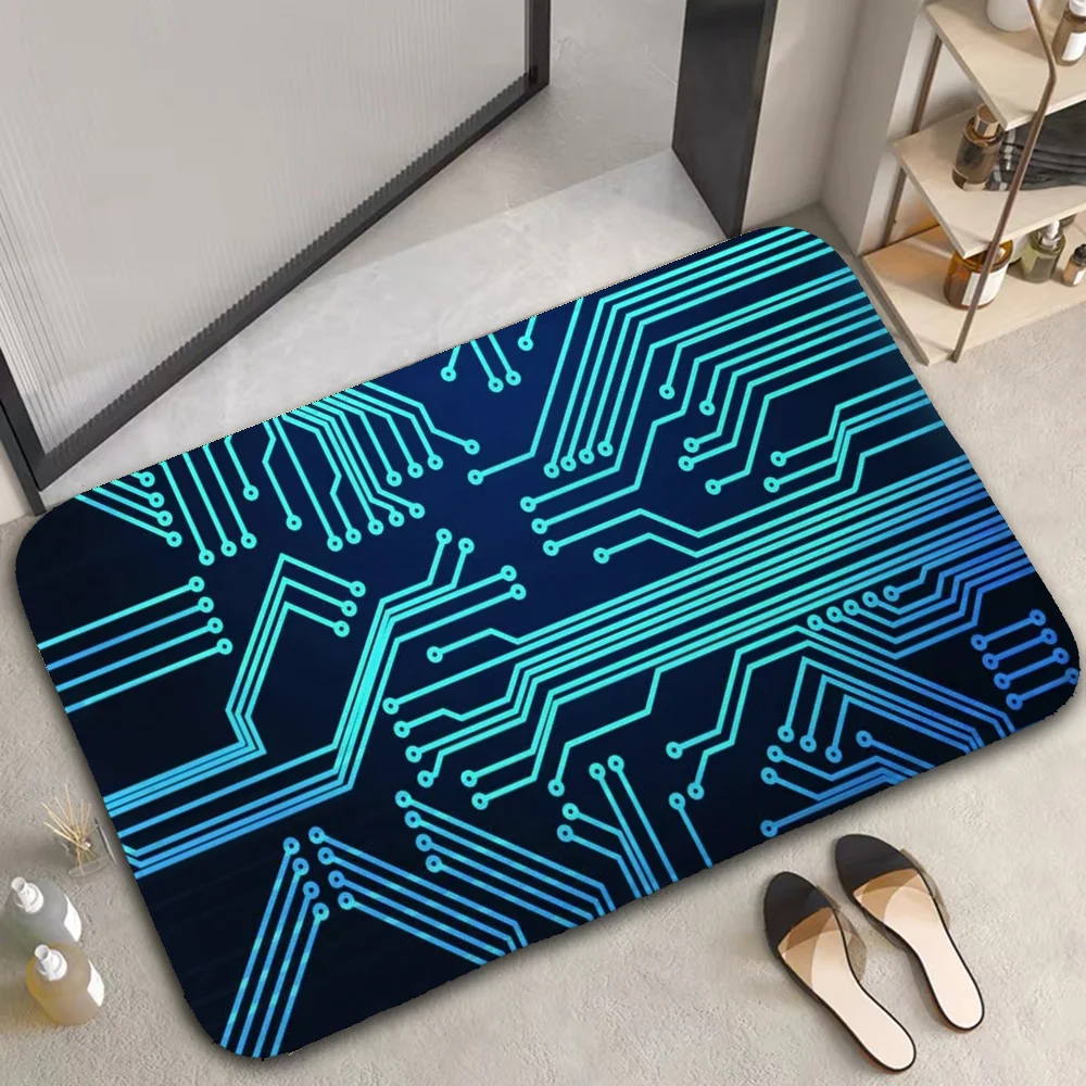 Circuit Board Creative Door Floor Mat Bath Mats Kitchen Foot Mat Prayer Rug Carpet for Kitchen Rugs Bathroom Non-slip Entrance