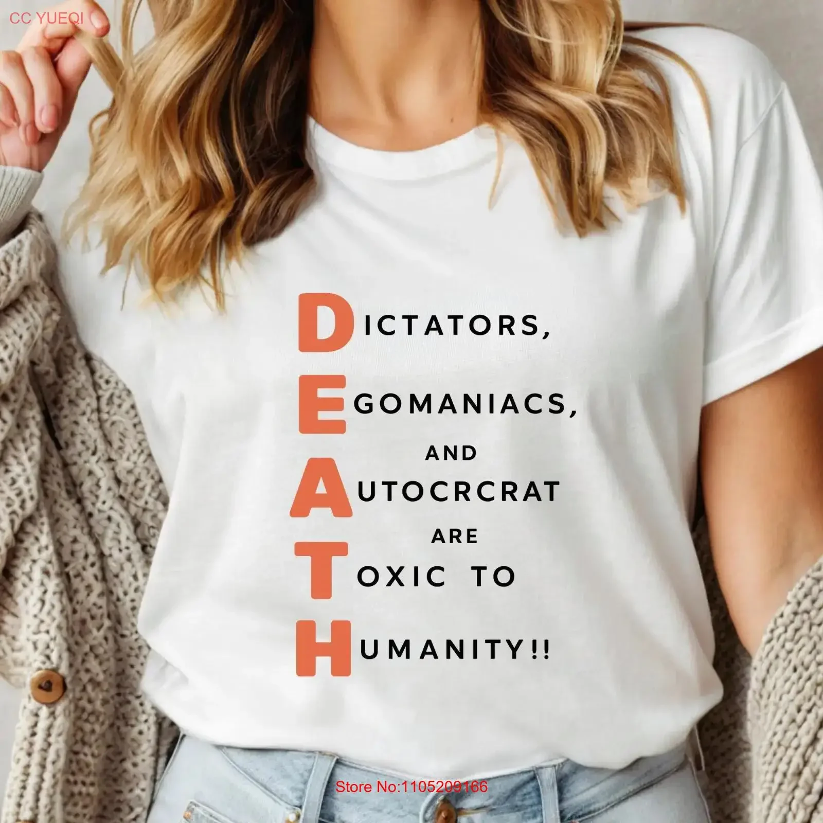 

Anti Dictator T Shirt Acrostic Protest Political StatemenT Authoritarian Human Rights Resist Power vintage Washed Soft