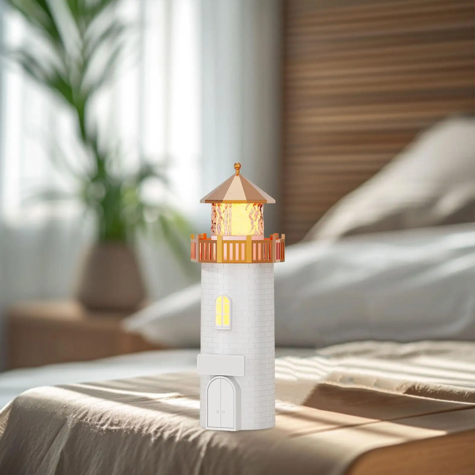 

Decorative Lighthouse Night Light Projector with Speaker Table Lamp for Kids Bedroom Nursery Warm Light Ambient Lamp