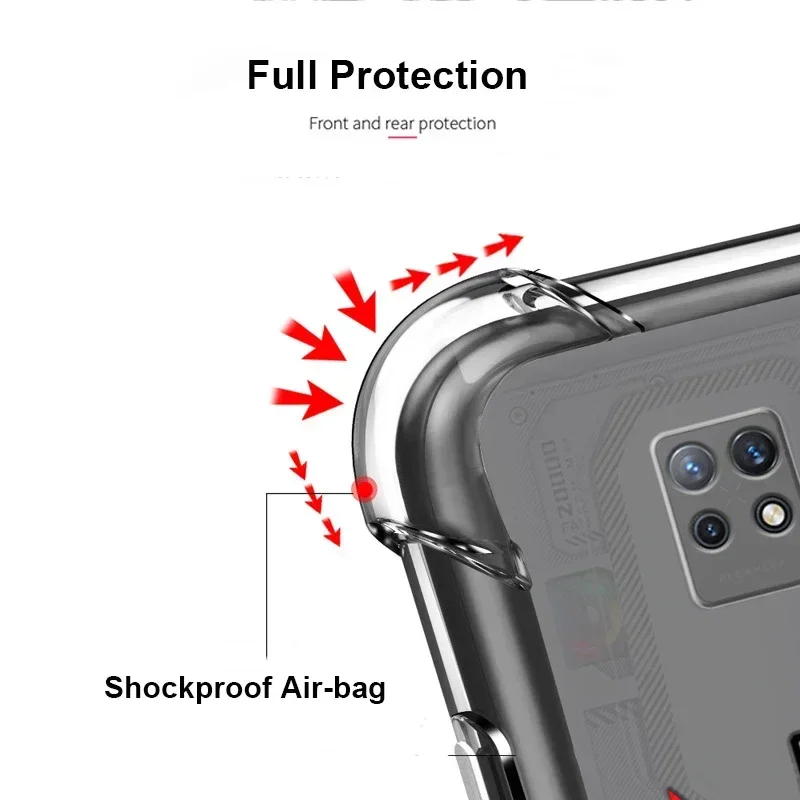 Air-bag Case for ZTE Nubia Red Magic 11 10 Air 9 8S 7S Pro 6S 6R 5G 5S Plus Cover Clear Soft Flexible TPU Anti-knock Shell Funda
