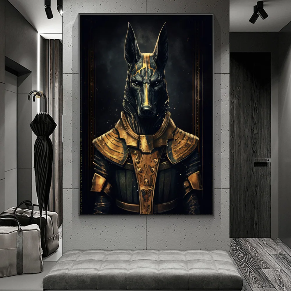 The God Anubis Portrait Canvas Art Posters and Prints Egyptian God Modern Paintings on the Wall Art Pictures Room Decor Cuadros