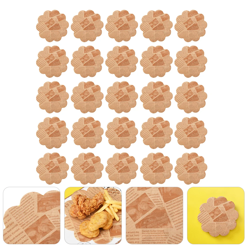 

500 Pcs Baking Tray Paper Snack Grease-proof Oil Absorbing Cup Cooking Pad Brown
