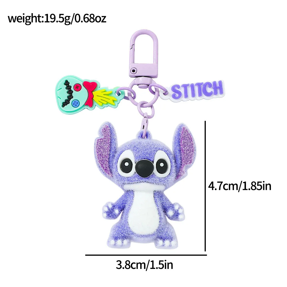 4.7cm Mini Disney Stitch Keychain  - Soft Flocked Anime Keyring, Cute Cartoon Backpack Charm for Girls & Kids Christmas Gift image 6