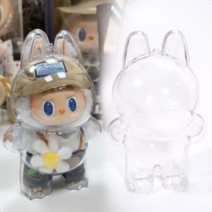 Schutzhülle für LABUBU The Monsters Spannende Aron Schutzhülle aus Acryl mit Silikonarmband, transparente Abdeckung für Ständer